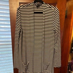 Black and white striped duster